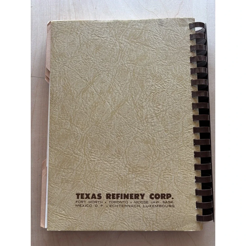 Vintage Texas Refinery Cook Book Spiral PB 1970s Fort Worth TRC Index Tabs